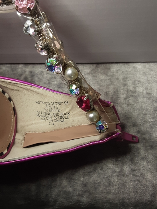 Betsey Johnson Hot Pink Rhinestone Dress Shoes With Glitter Heels - Picture 14 of 16